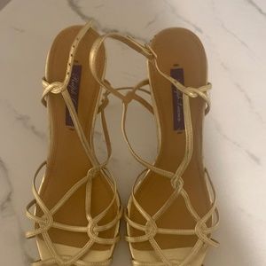 Ralph Lauren Purple label Gold strappy sandal.  Bladine Sandals.  made in Italy